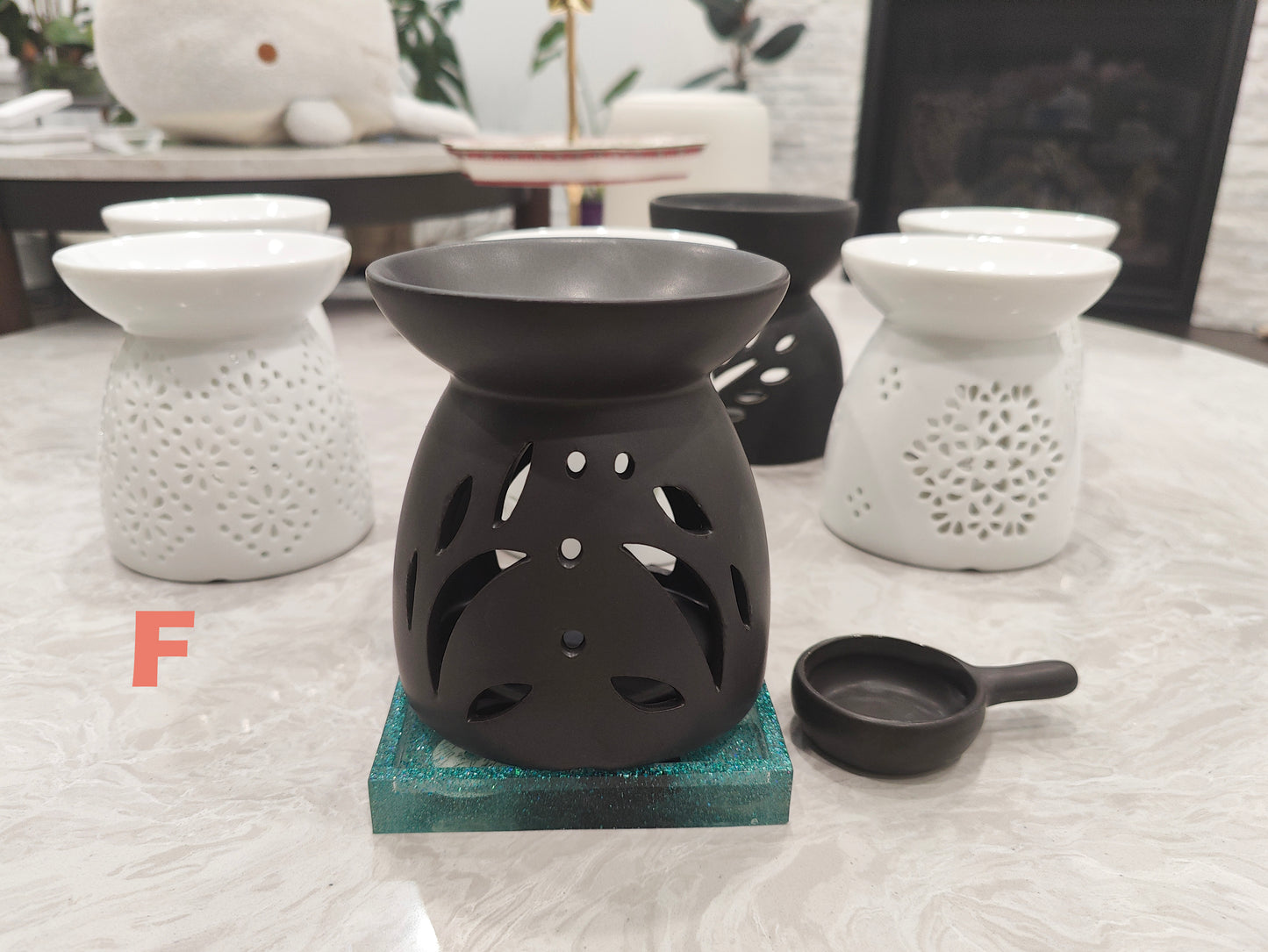 Handmade Ceramic Wax Melt Burner with Spoon
