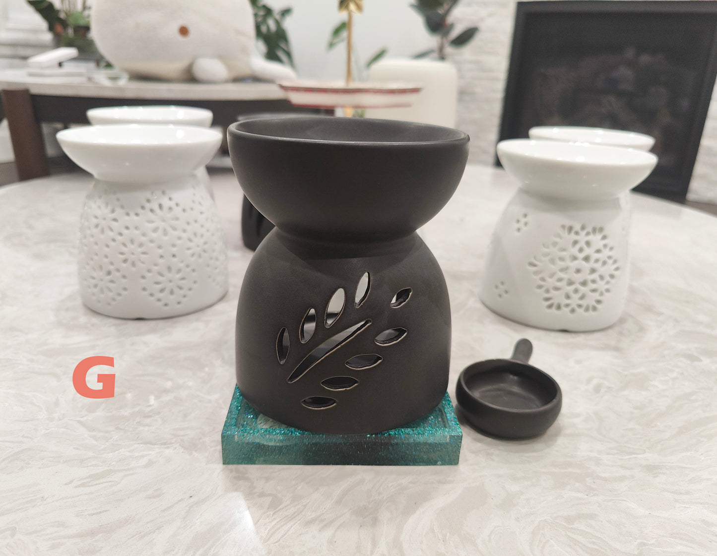 Handmade Ceramic Wax Melt Burner with Spoon