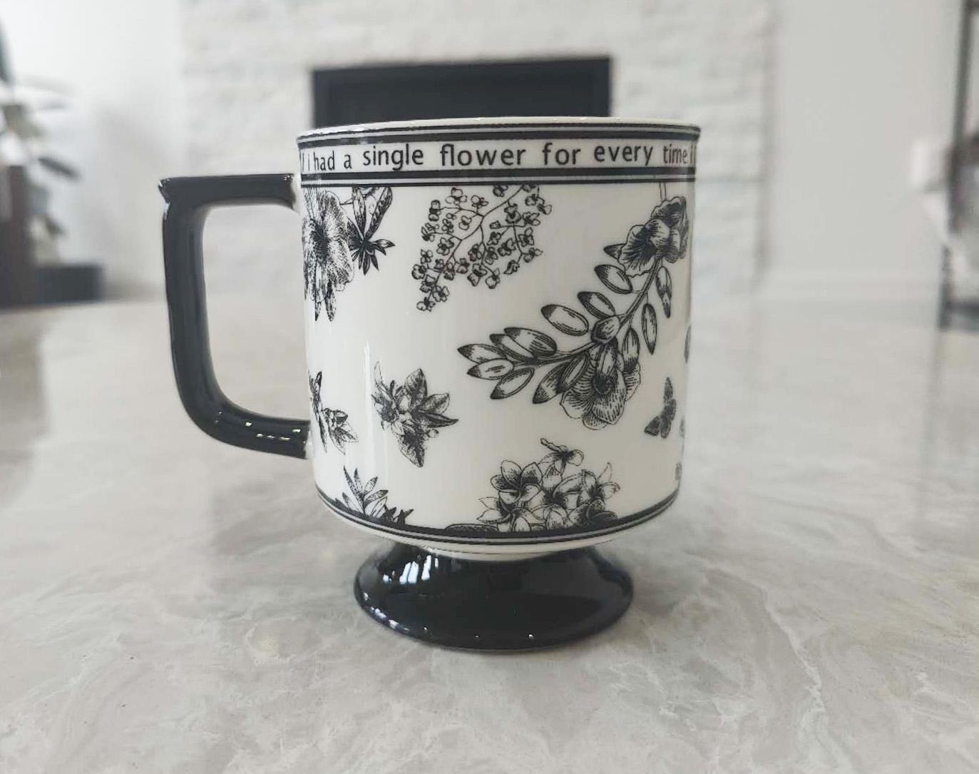 Elegantes Tassenset mit Vogelmotiv und Tuschemalerei – Vintage-Tee- und Kaffeetasse | Trinkgeschirr | Blumentasse | Valentinstagsgeschenk | Nachmittagsteetasse | Vintage-Tasse