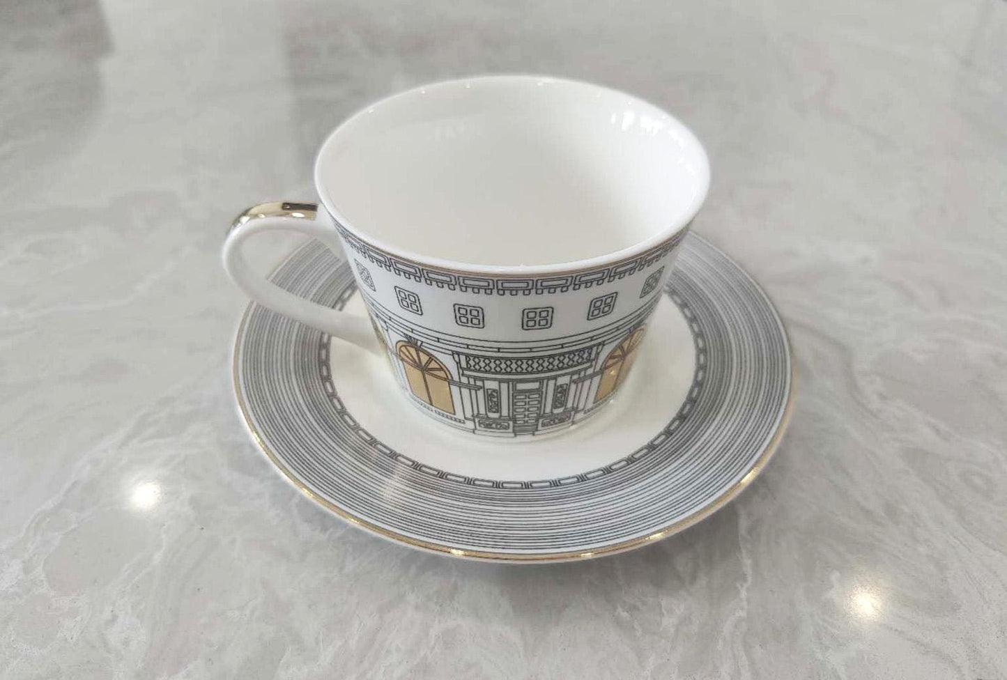 Golden City Cup Set | Luxury Gold Rim Tea Cup