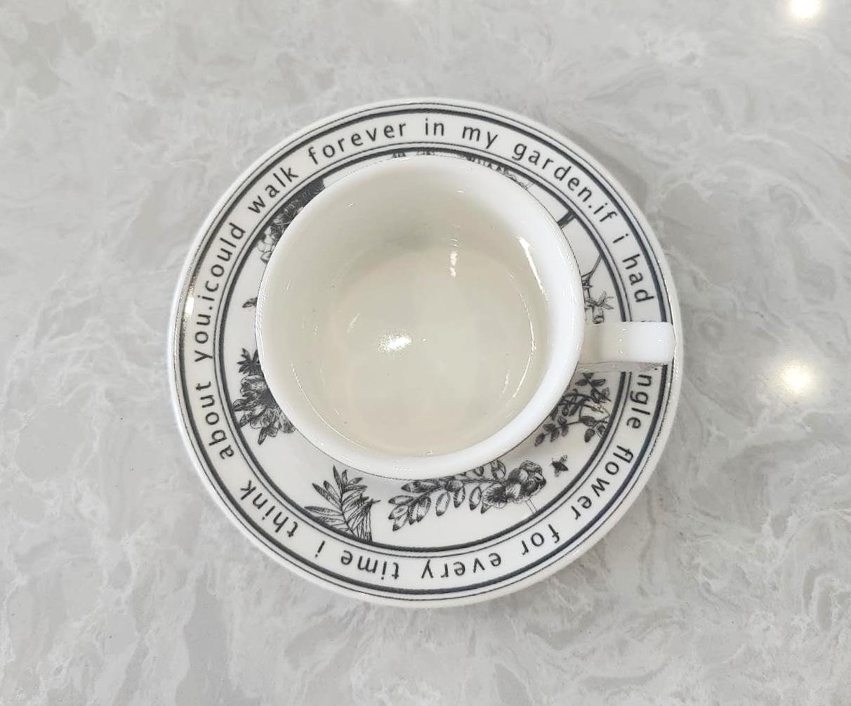 Elegantes Tassenset mit Vogelmotiv und Tuschemalerei – Vintage-Tee- und Kaffeetasse | Trinkgeschirr | Blumentasse | Valentinstagsgeschenk | Nachmittagsteetasse | Vintage-Tasse