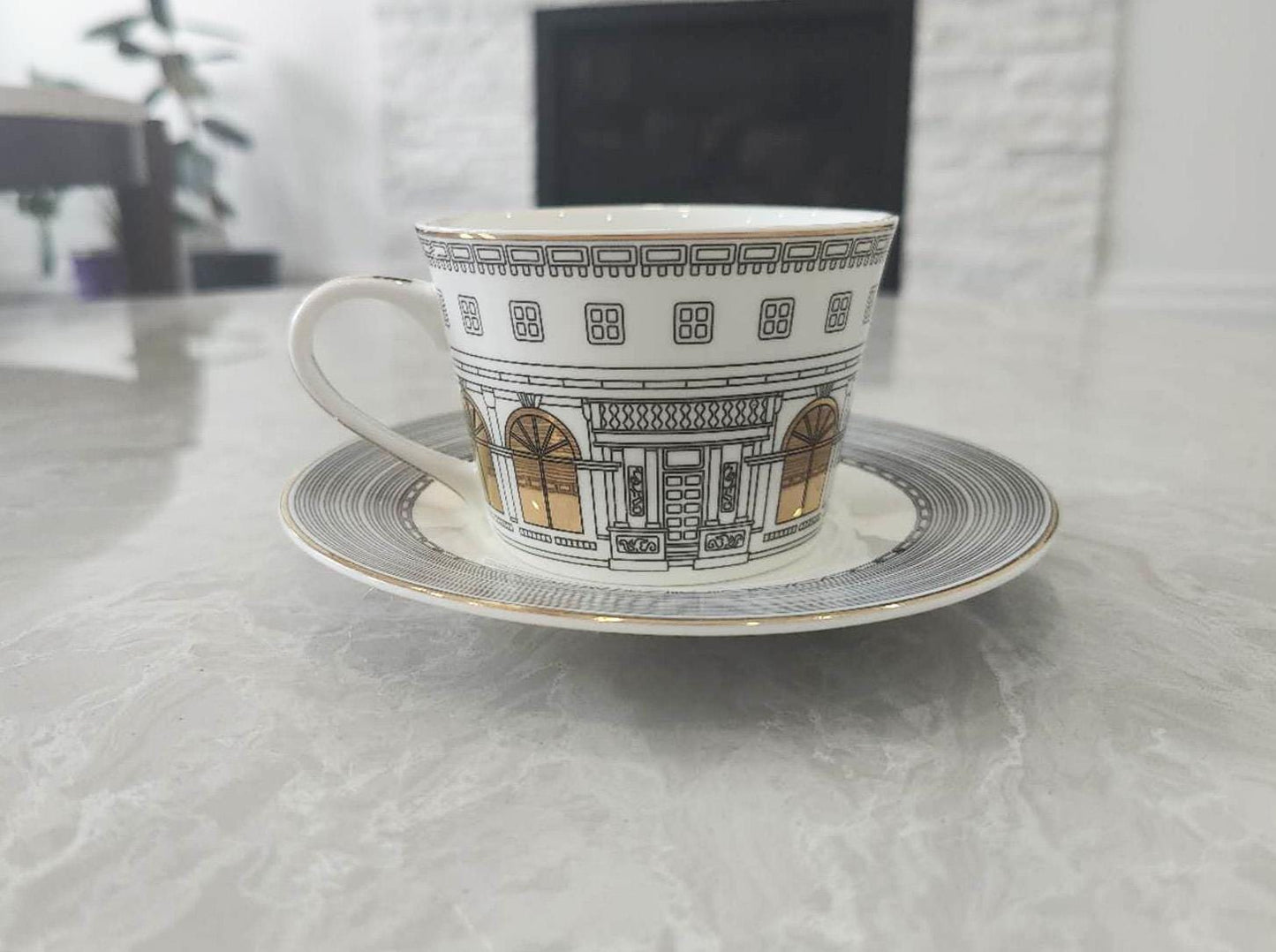 Golden City Cup Set | Luxury Gold Rim Tea Cup