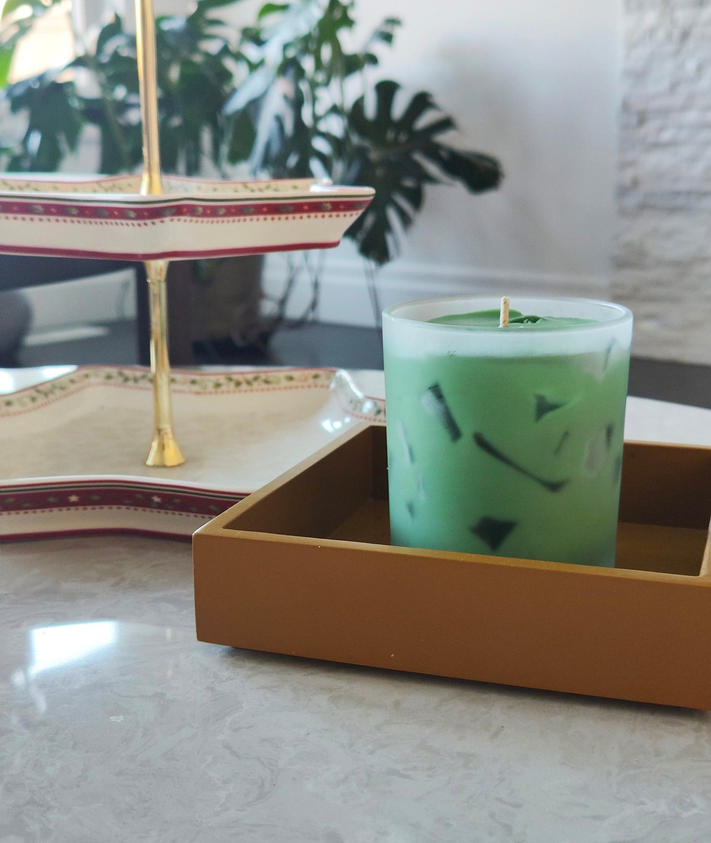 Green Tea Scented Candle - 8oz | Natural Soy wax, Beeswax, Gel wax