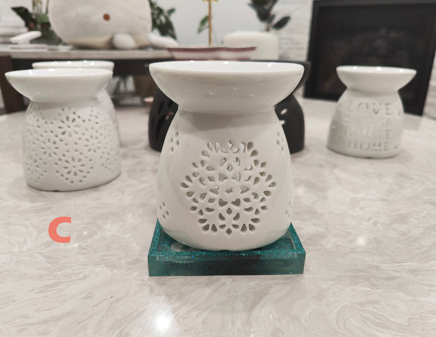 Handmade Ceramic Wax Melt Burner with Spoon