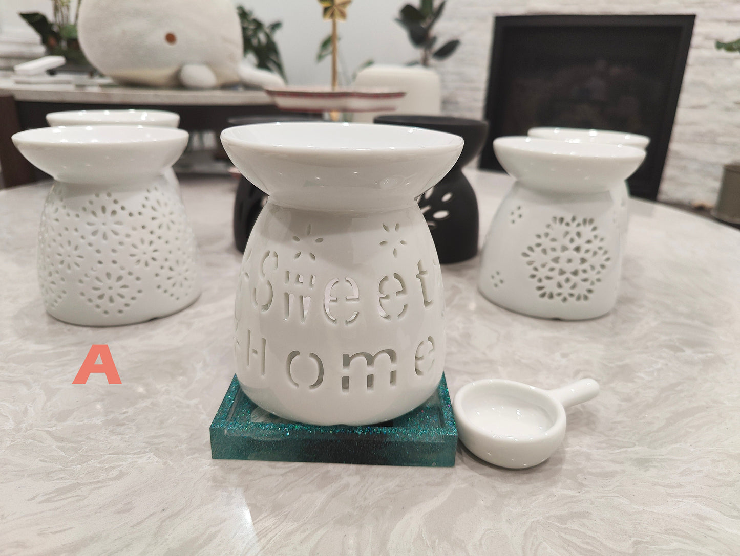 Handmade Ceramic Wax Melt Burner with Spoon