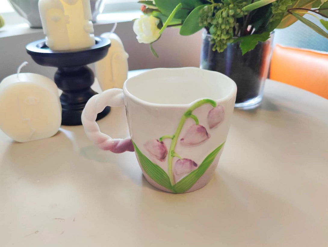 3D Embossed Lily Mug Front view purple