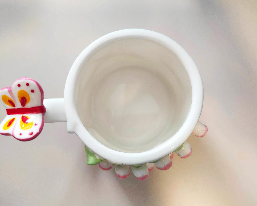 3D Embossed Lily Mug Top view
