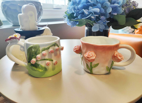 3D Embossed Lily of the Valley or Rose Mug