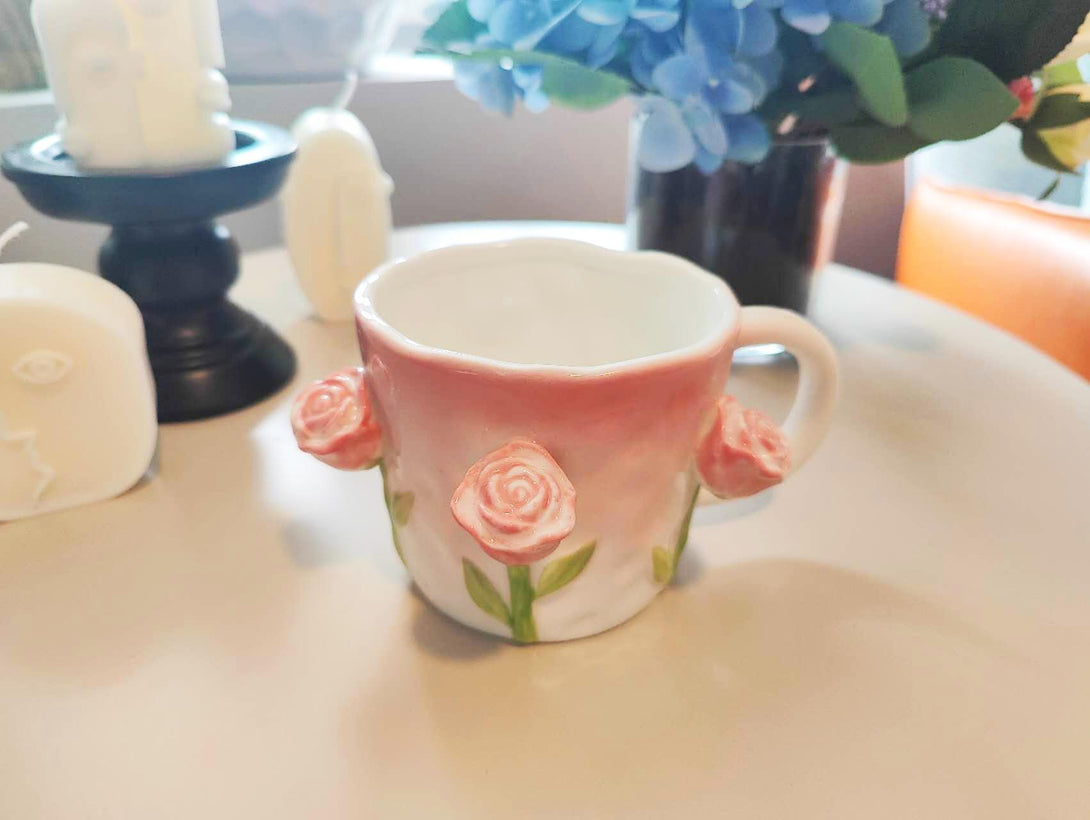 3D Embossed Rose Mug Rear view