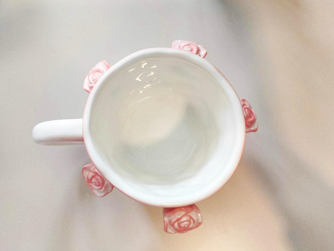 3D Embossed Rose Mug Top view