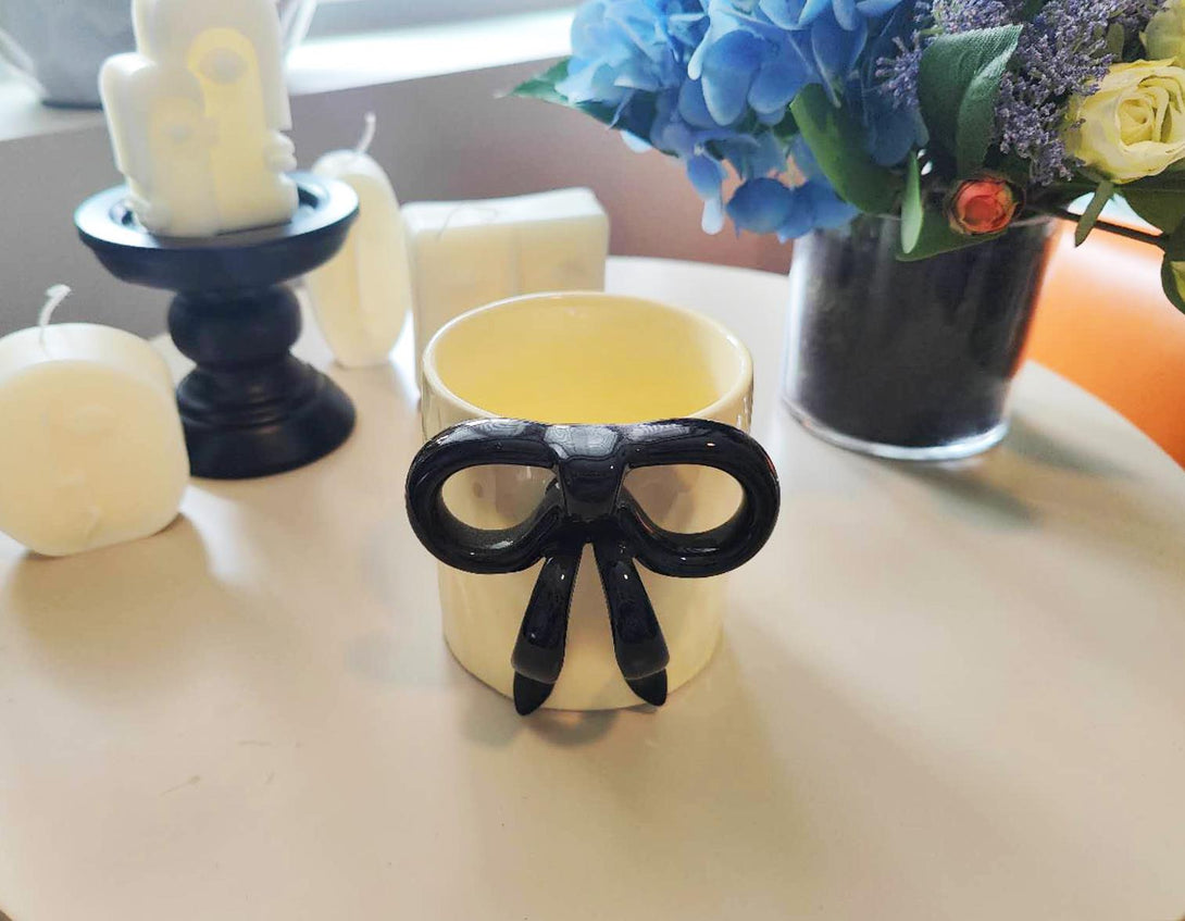 Black Bow Handle Ceramic Mug Rear view