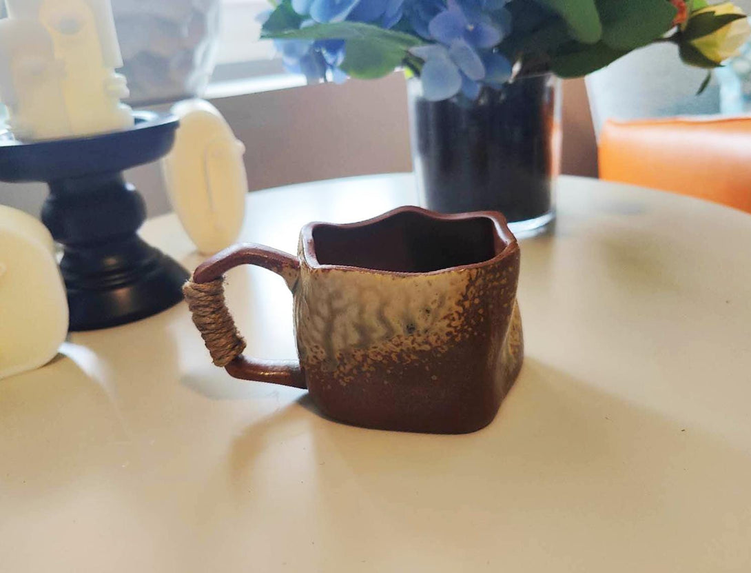 Brown  Wabi-Sabi Irregular Ceramic Mug Front view
