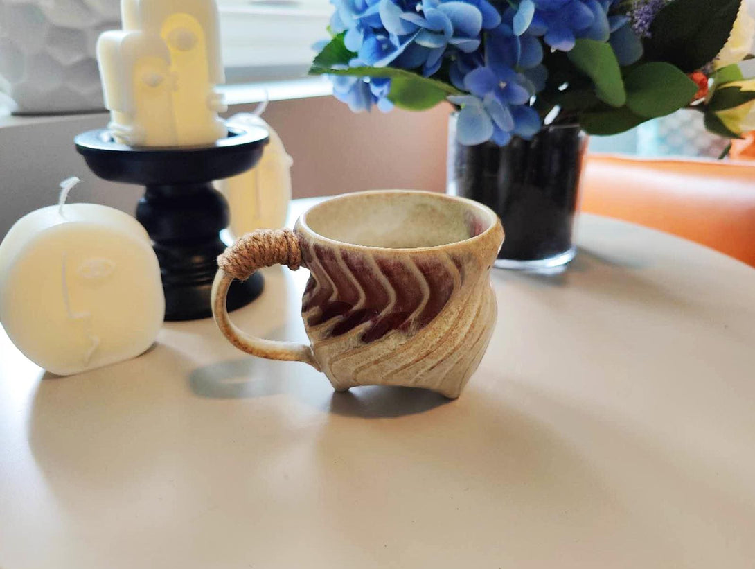 Brown & White Handmade Irregular Wabi-Sabi Ceramic Mug