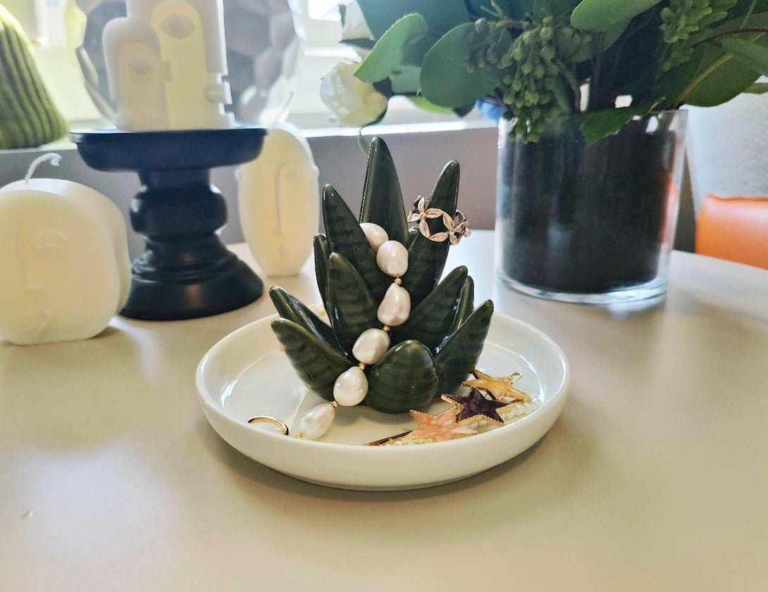 Ceramic Cactus & Aloe Jewelry Tray