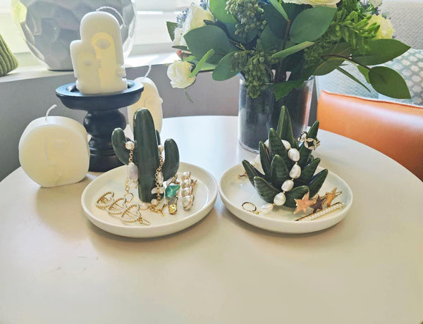 Ceramic Cactus & Aloe Jewelry Tray