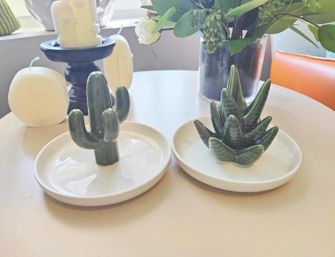 Ceramic Cactus & Aloe Jewelry Tray