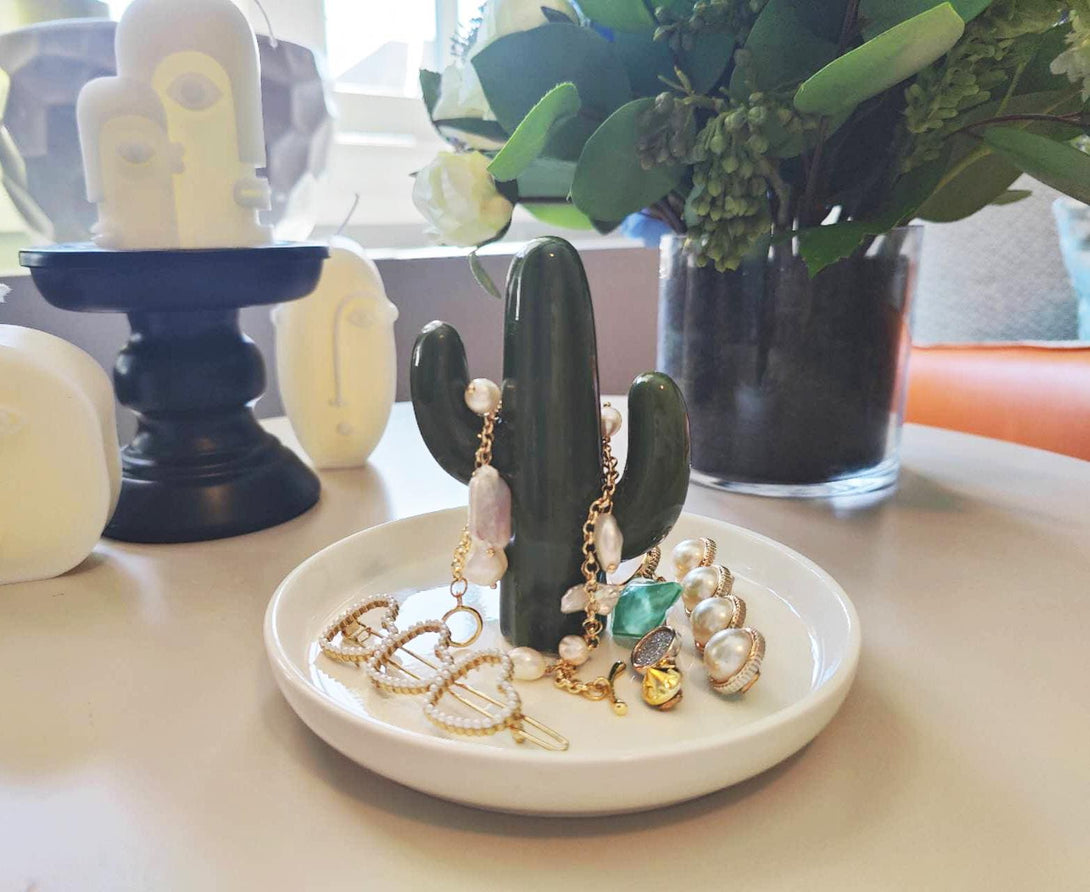 Ceramic Cactus & Aloe Jewelry Tray