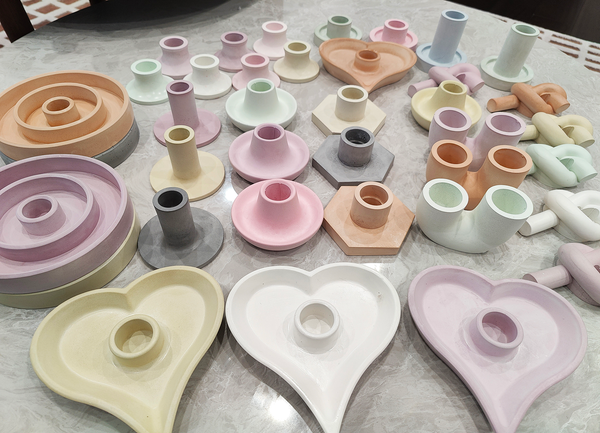 Concrete Circle & Heart shaped Candle Holders
