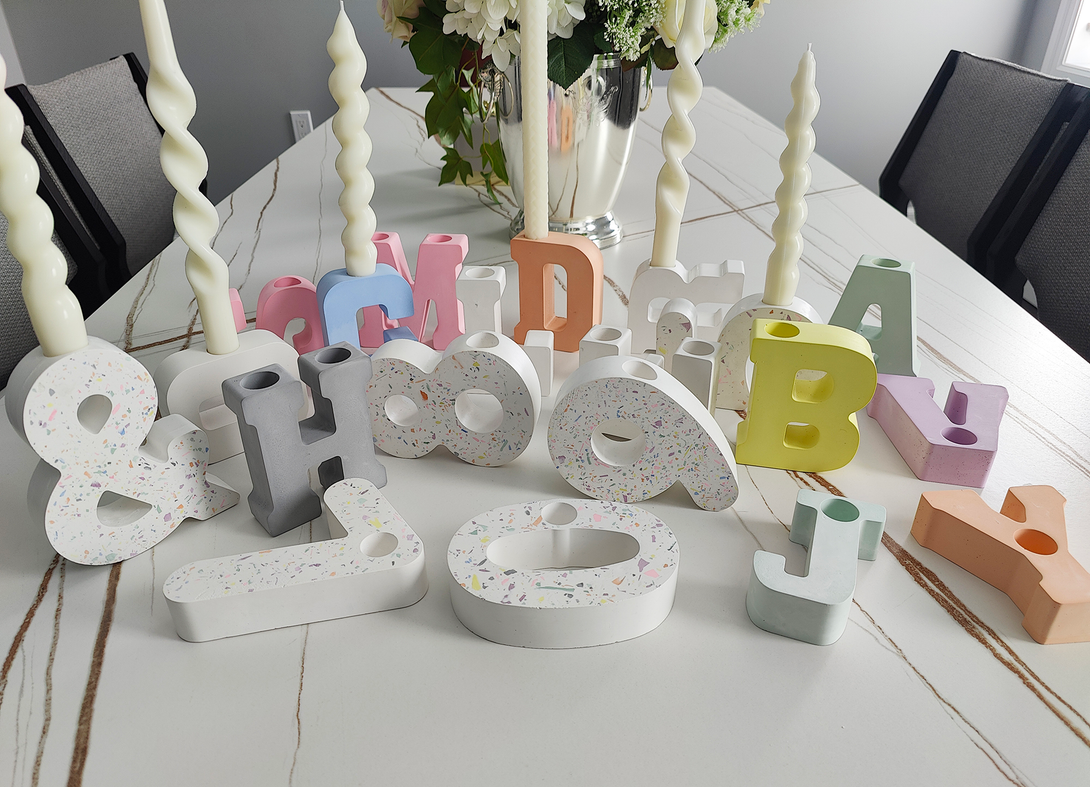 Concrete Decorative letters Number Symbol Candle Holders