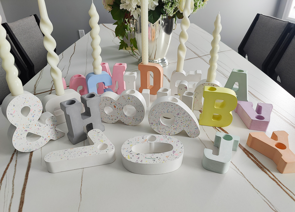 Concrete Decorative letters Number Symbol Candle Holders