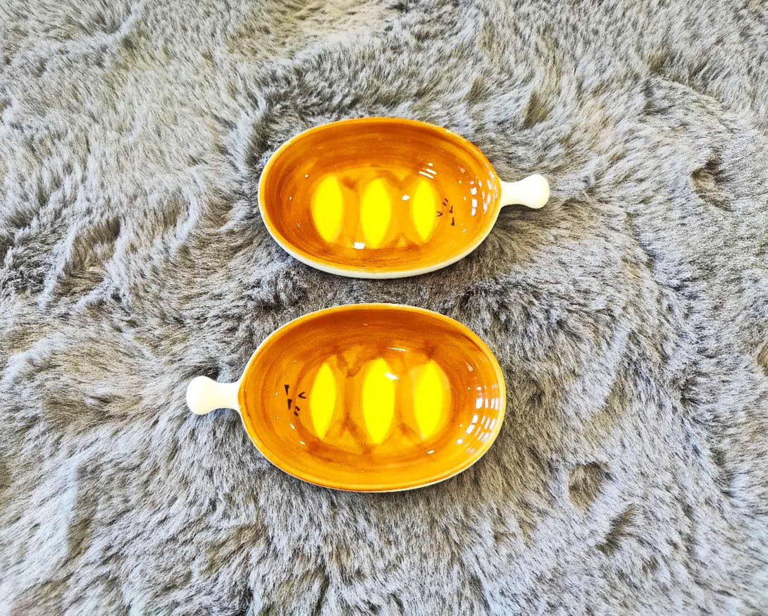Cute Baguette Shaped Ceramic Sauce Plates Top view