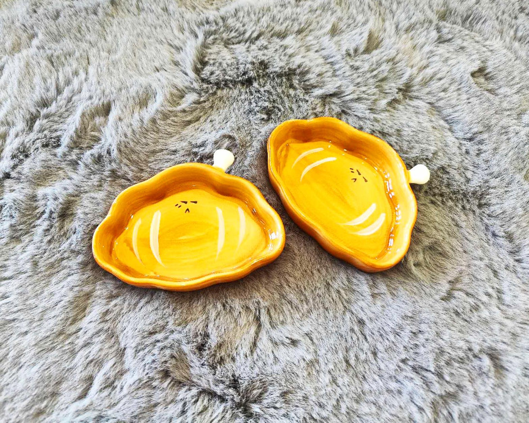 Cute Croissant Shaped Ceramic Sauce Plates Top view