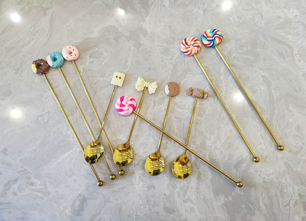 Cute Stainless Steel Coffee Spoon & Coffee stir stick - Candy, Donut, Bow, Cookie shaped.