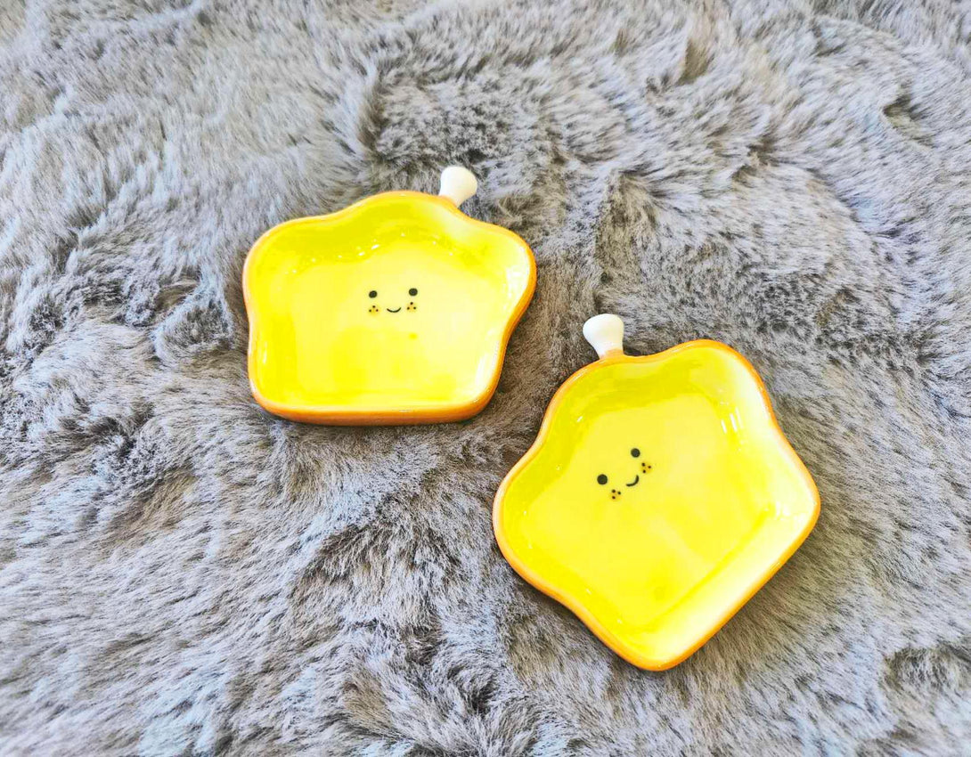 Cute Toast Shaped Ceramic Sauce Plates Top view