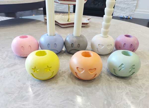 Emoji Concrete Taper Candle Holders