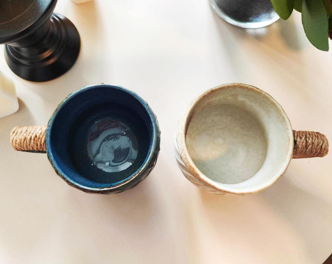 Handmade Irregular Wabi-Sabi Ceramic Mug Top view