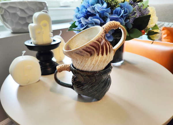 Handmade Wabi-Sabi Ceramic Mug - Decorative shell mug
