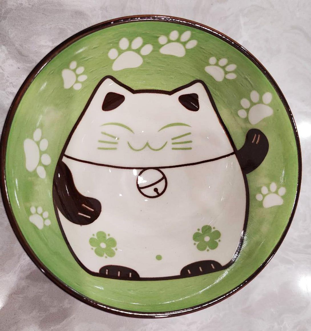 Lucky Cat Bowl Maneki-Neko Green