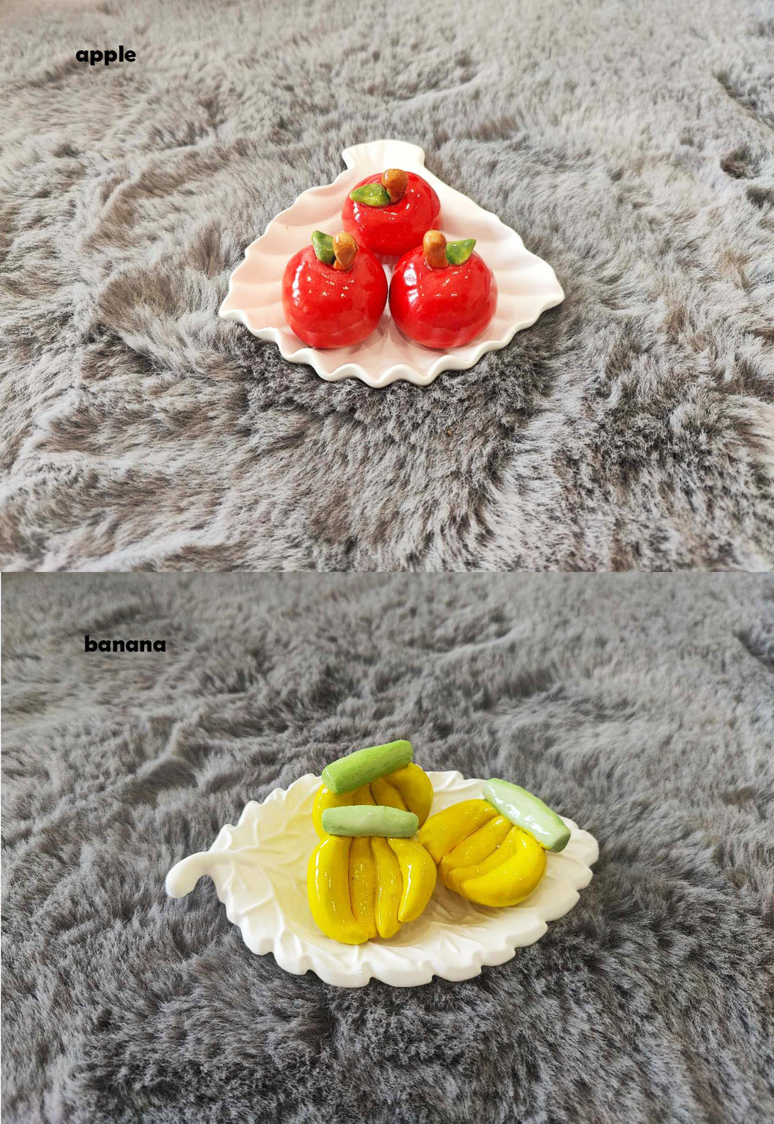 Mini Ceramic Fruit Decor Apple & Banana