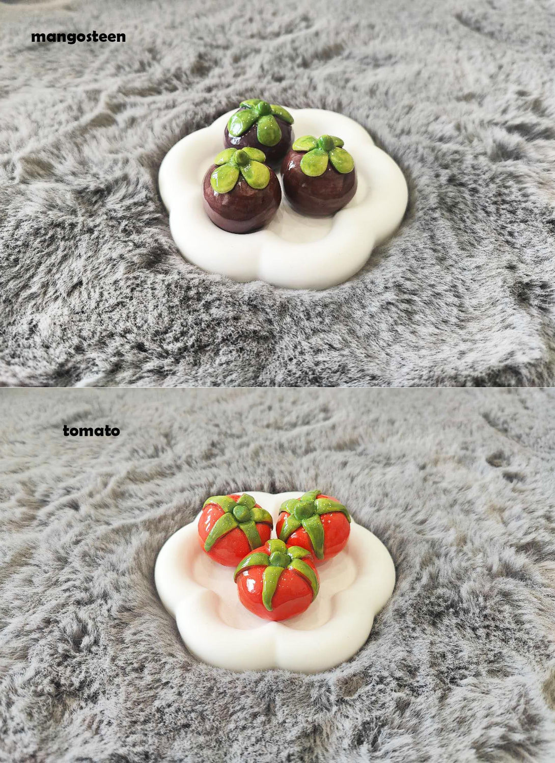 Mini Ceramic Fruit Decor Mangosteen & Tomato