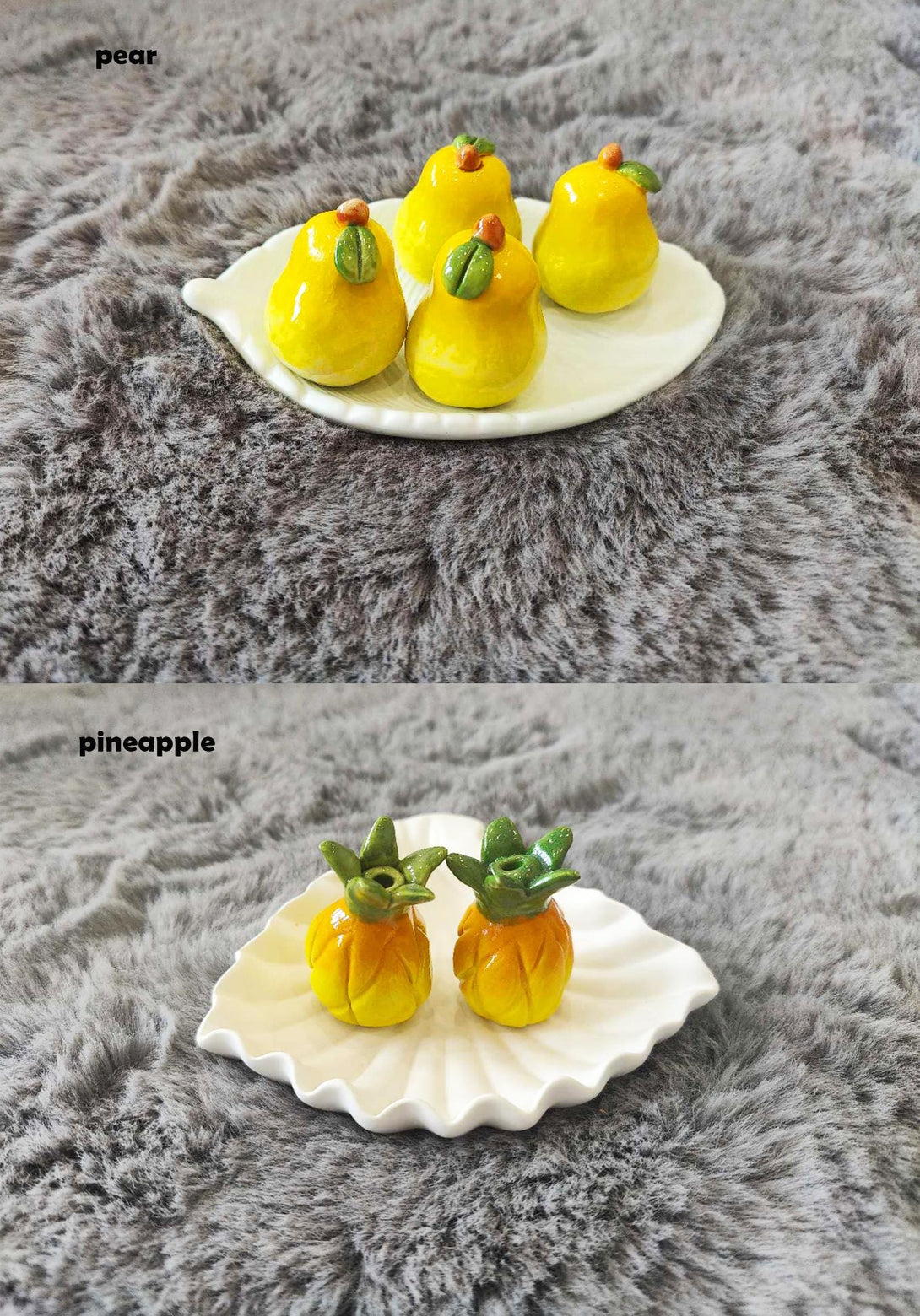 Mini Ceramic Fruit Decor Pineapple & pear