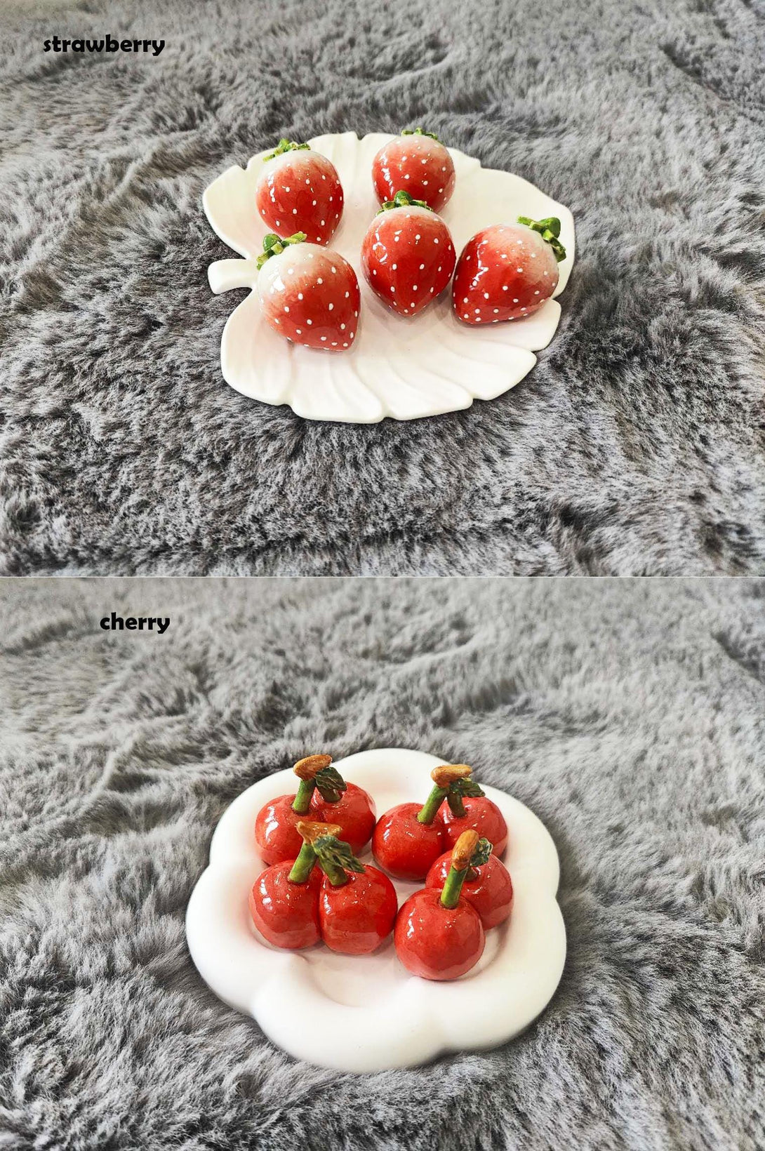 Mini Ceramic Fruit Decor Strawberry & Cherry