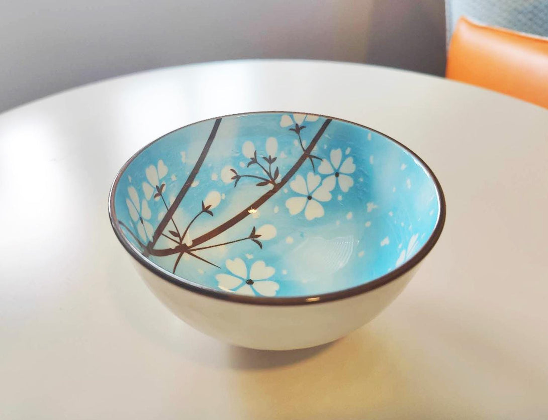 Sakura Cherry Blossom Ceramic Bow Blue