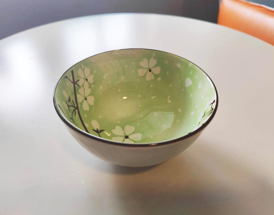 Sakura Cherry Blossom Ceramic Bow Green