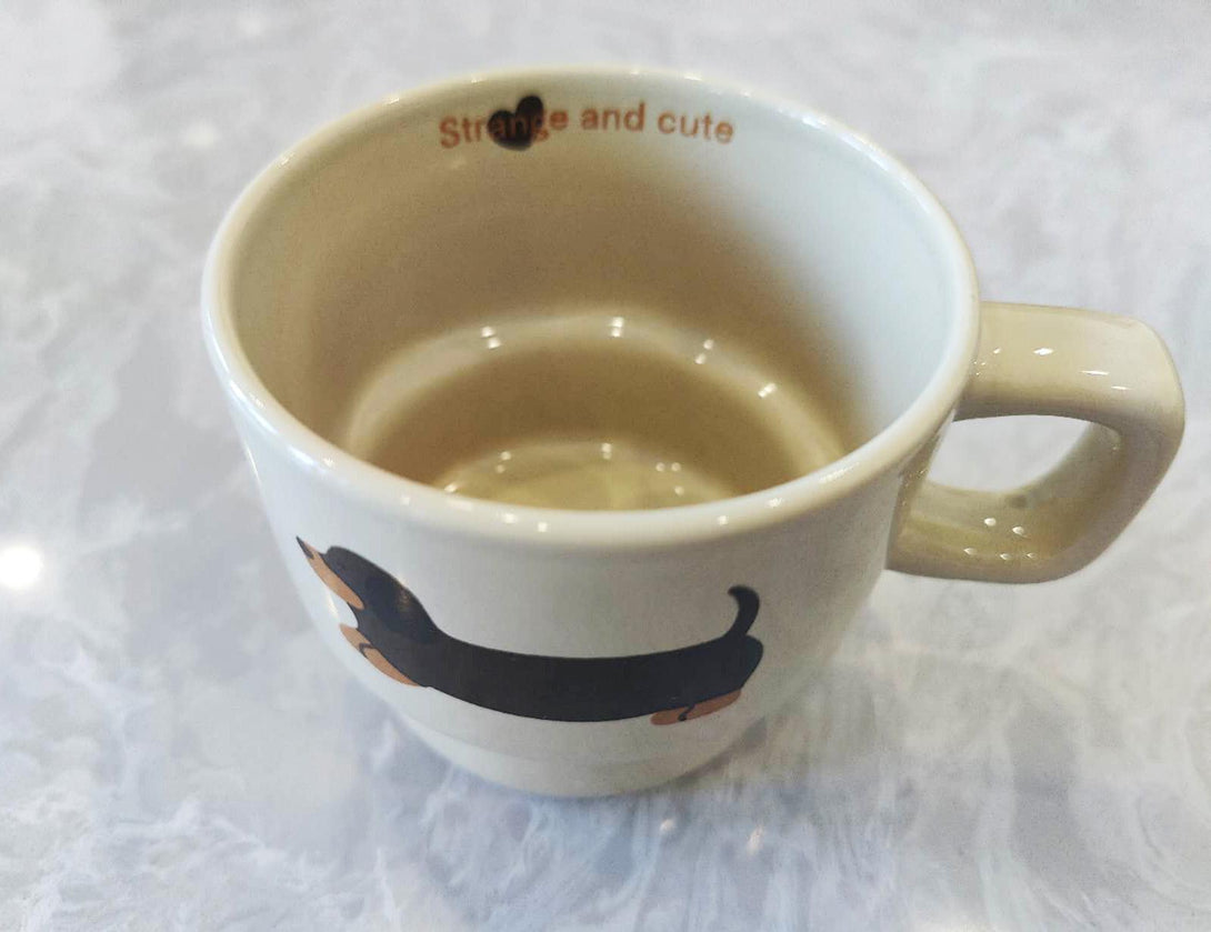 Stacking Dachshund Dog Mugs single Top view