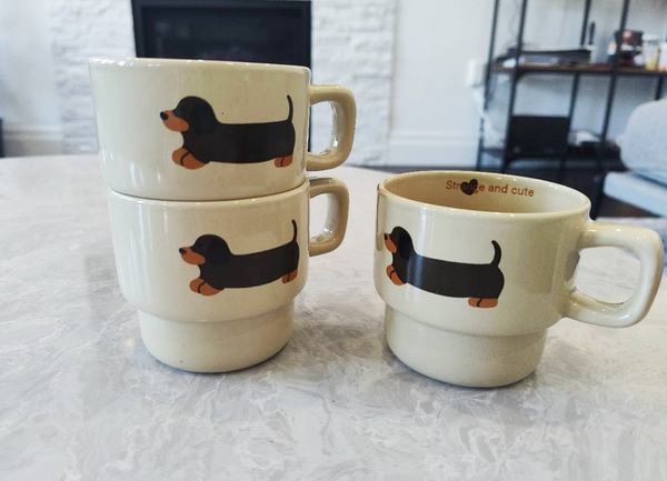Stacking Dog Mugs - Mug featuring a dachshund pattern