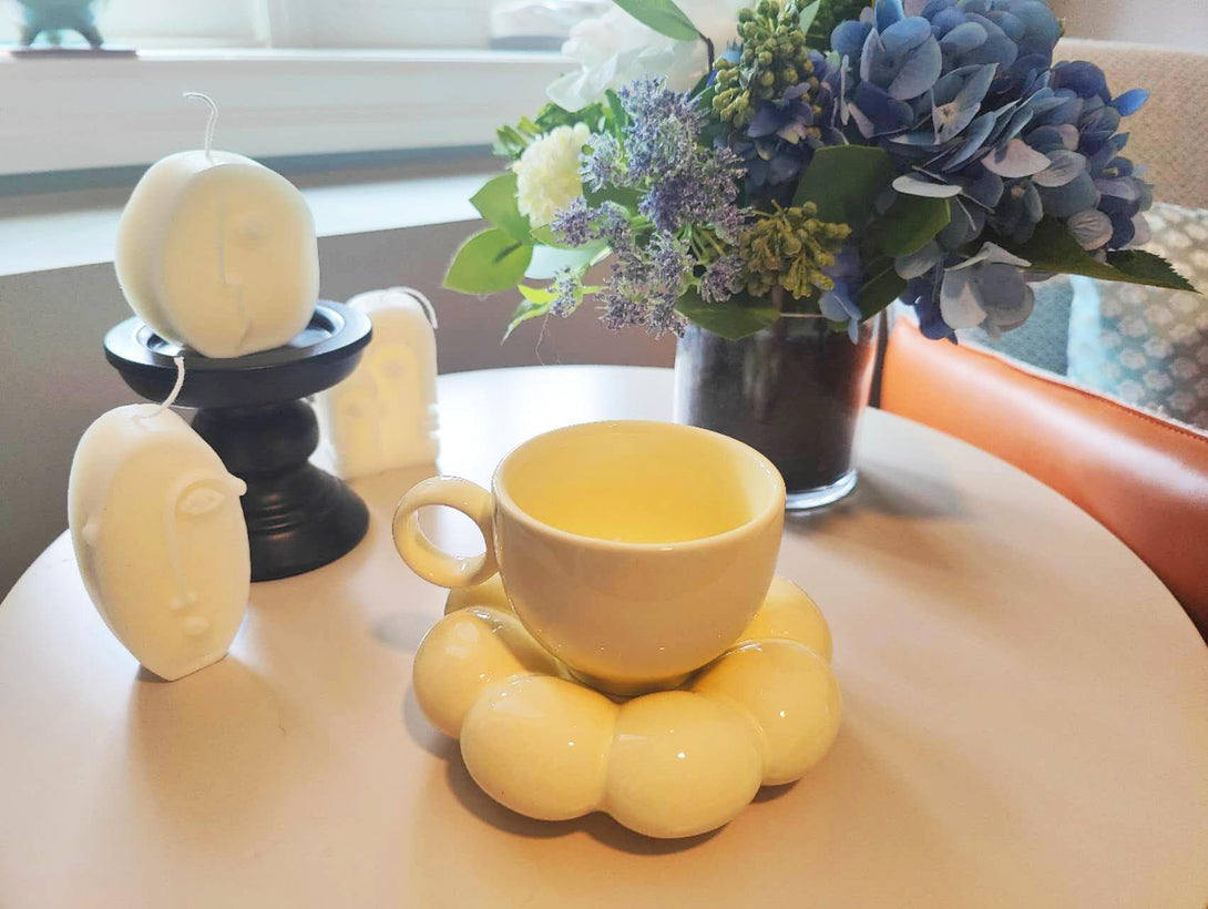Yellow Cloud Sunflower Coffee Cup & Saucer Set